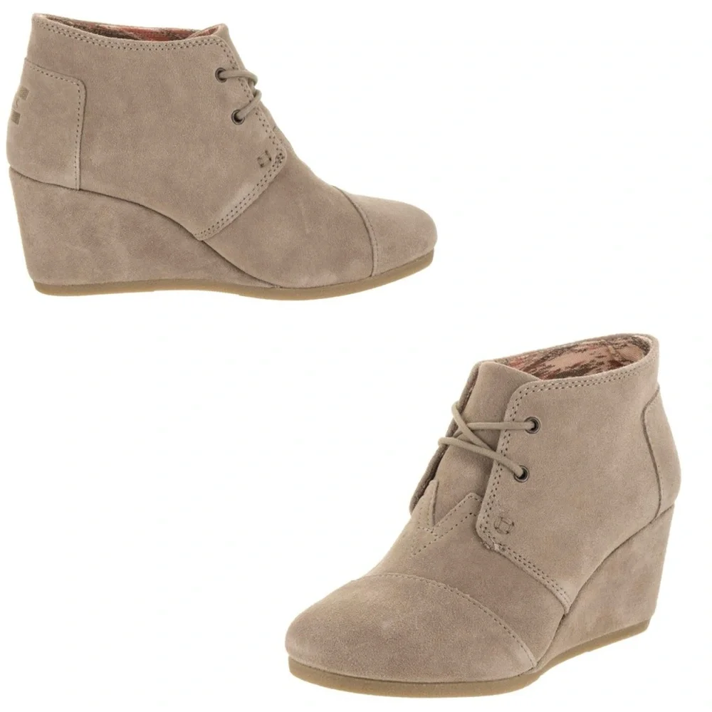 TOMS Women's Black Suede Desert Wedges SIZE‎ 10